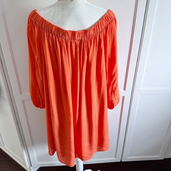 Trina Turk Windward Windward Orange Off Shoulder Dress Sz XL Summer Vacay - Picture 4 of 15